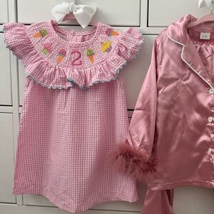 Mud Pie Pink Gingham Ice Cream Dress